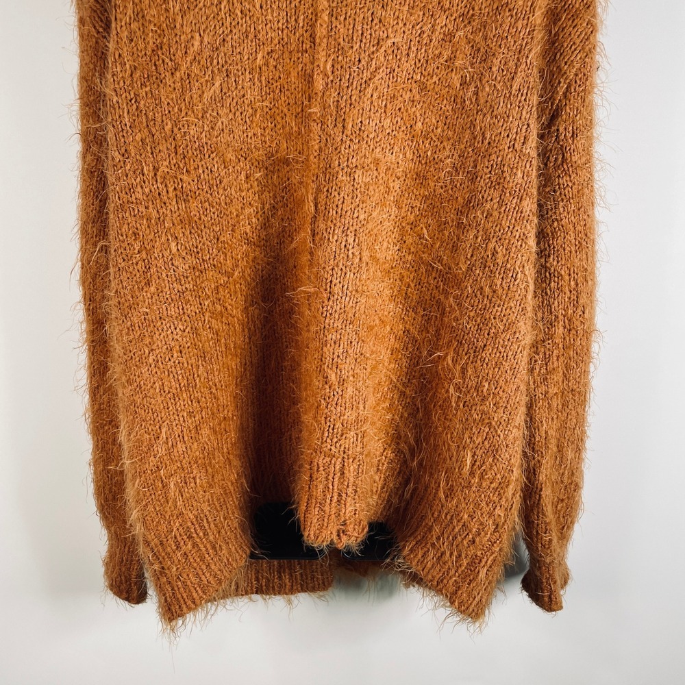 Free People Nevermind Sm Orange Shaggy Knit Button Front Sweater Oversized READ - Picture 16 of 16